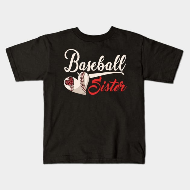 Proud Baseball Sister Of A Baseball Player Sis Kids T-Shirt by sumikoric